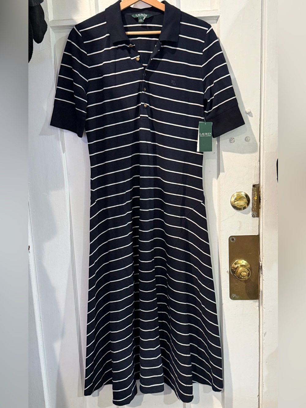 Ralph Lauren Navy and White Striped Polo Dress